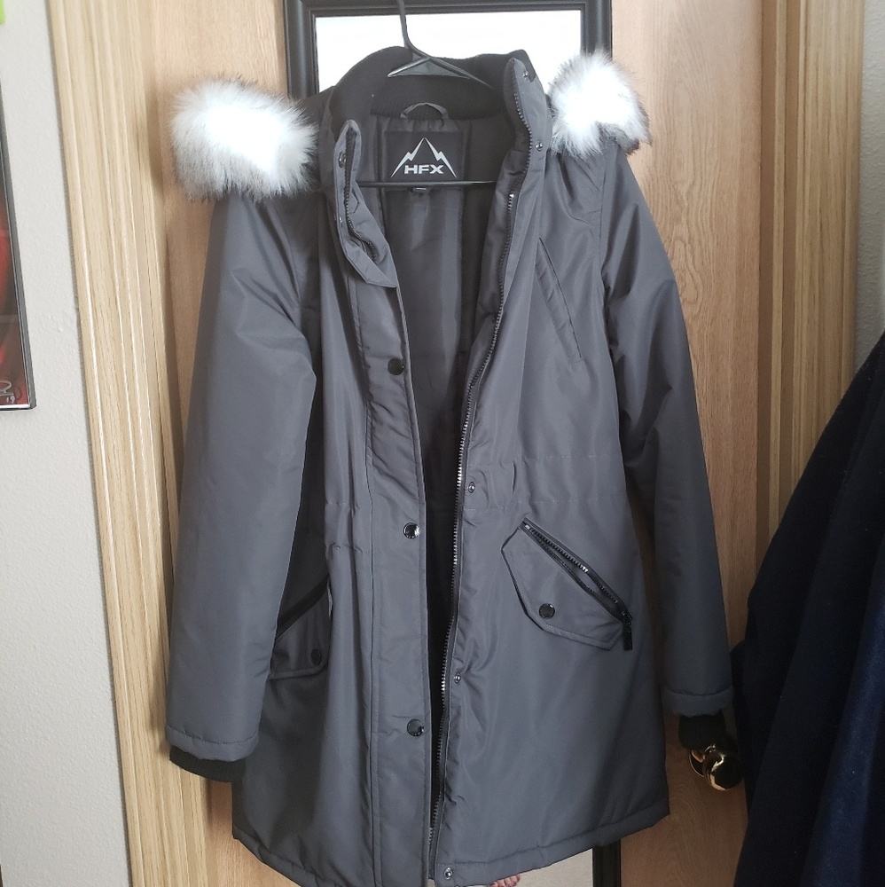 HFX heavy duty parka w/fur trimmed hood
